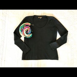 EUC Loro Piana Black Cotton V-neck Sweater